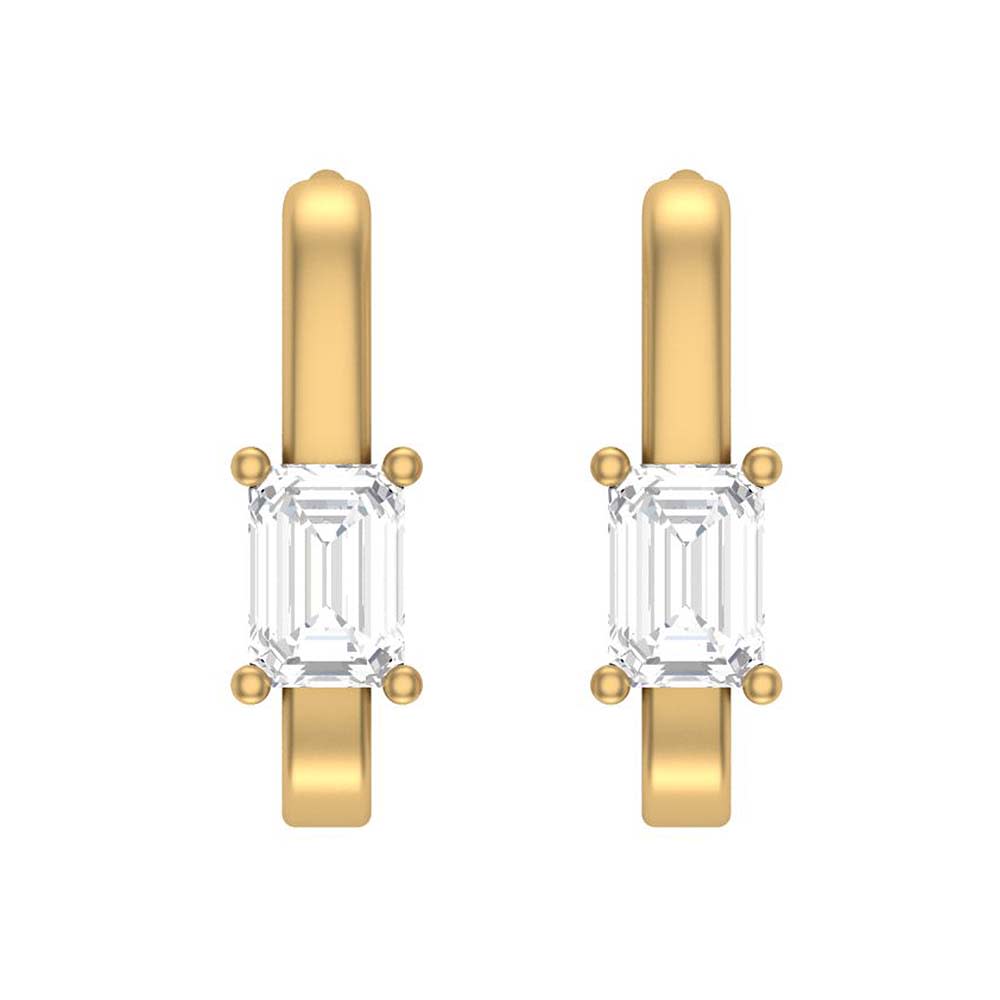 White Topaz in Emerald cut Huggies