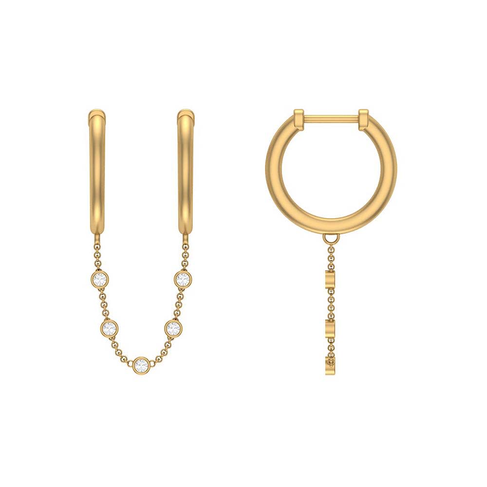 Two piercing earrings and natural diamonds