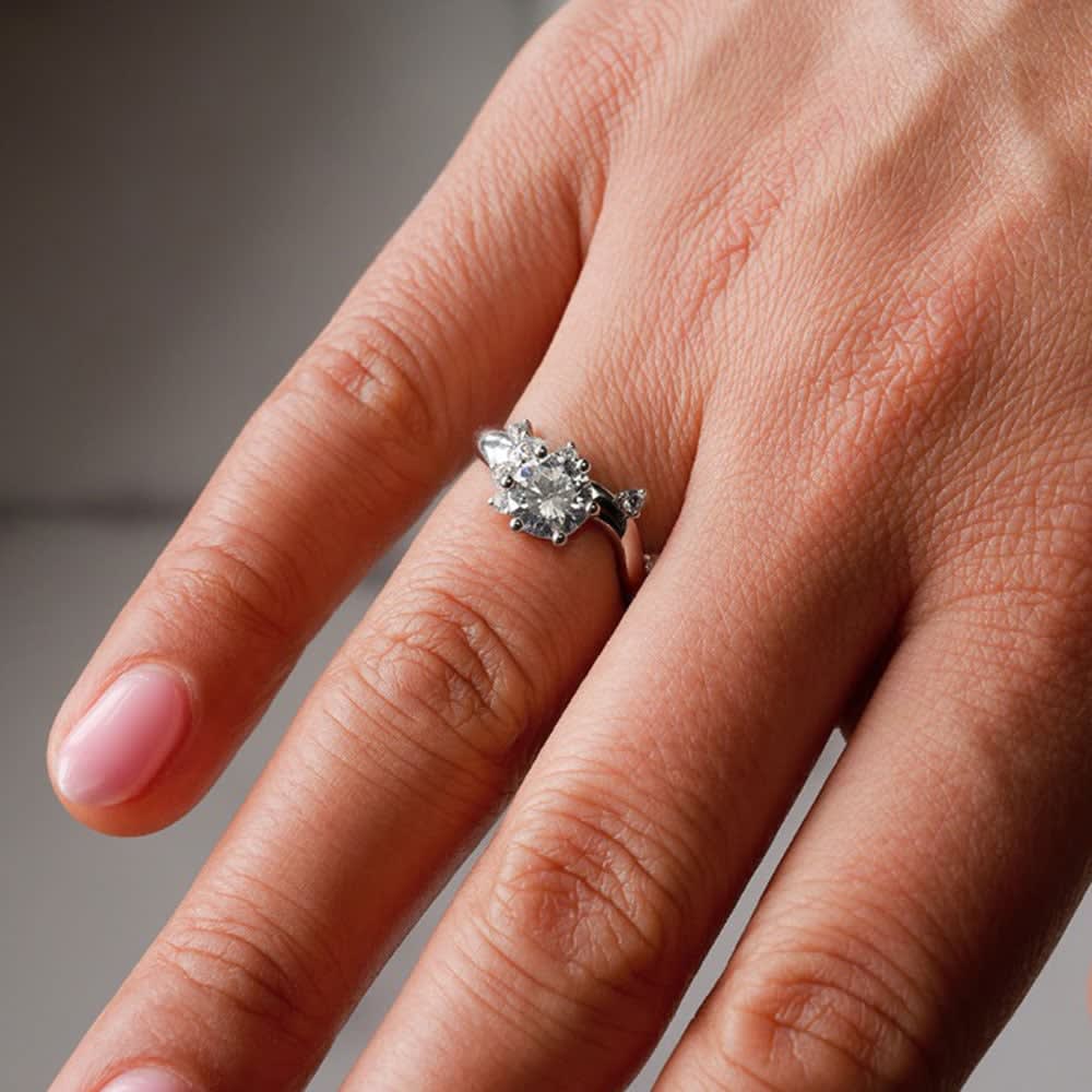 Unique Natural Round Diamond Engagement Ring