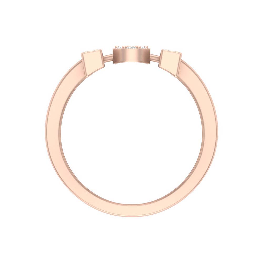 Four row Solid Gold ring and Natural Diamonds