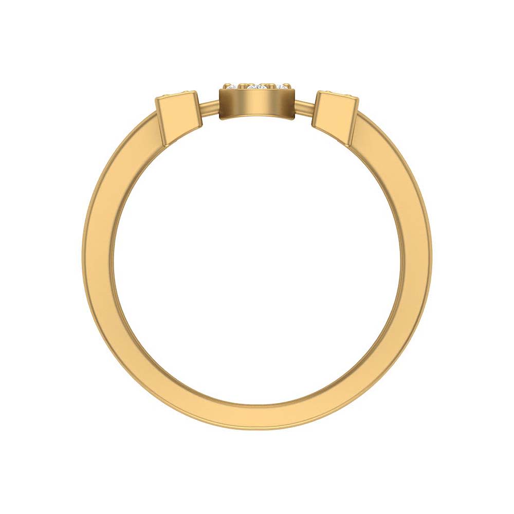 Four row Solid Gold ring and Natural Diamonds