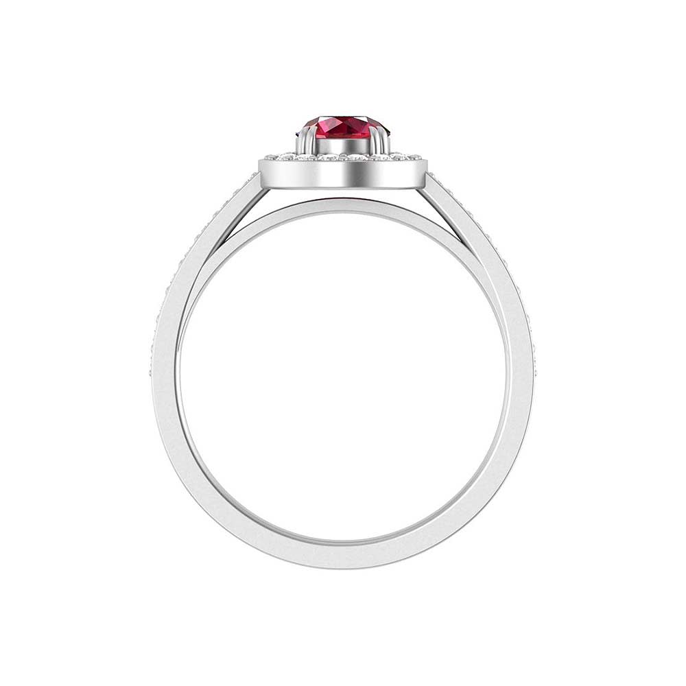 Natural ruby and halo diamonds and shoulders