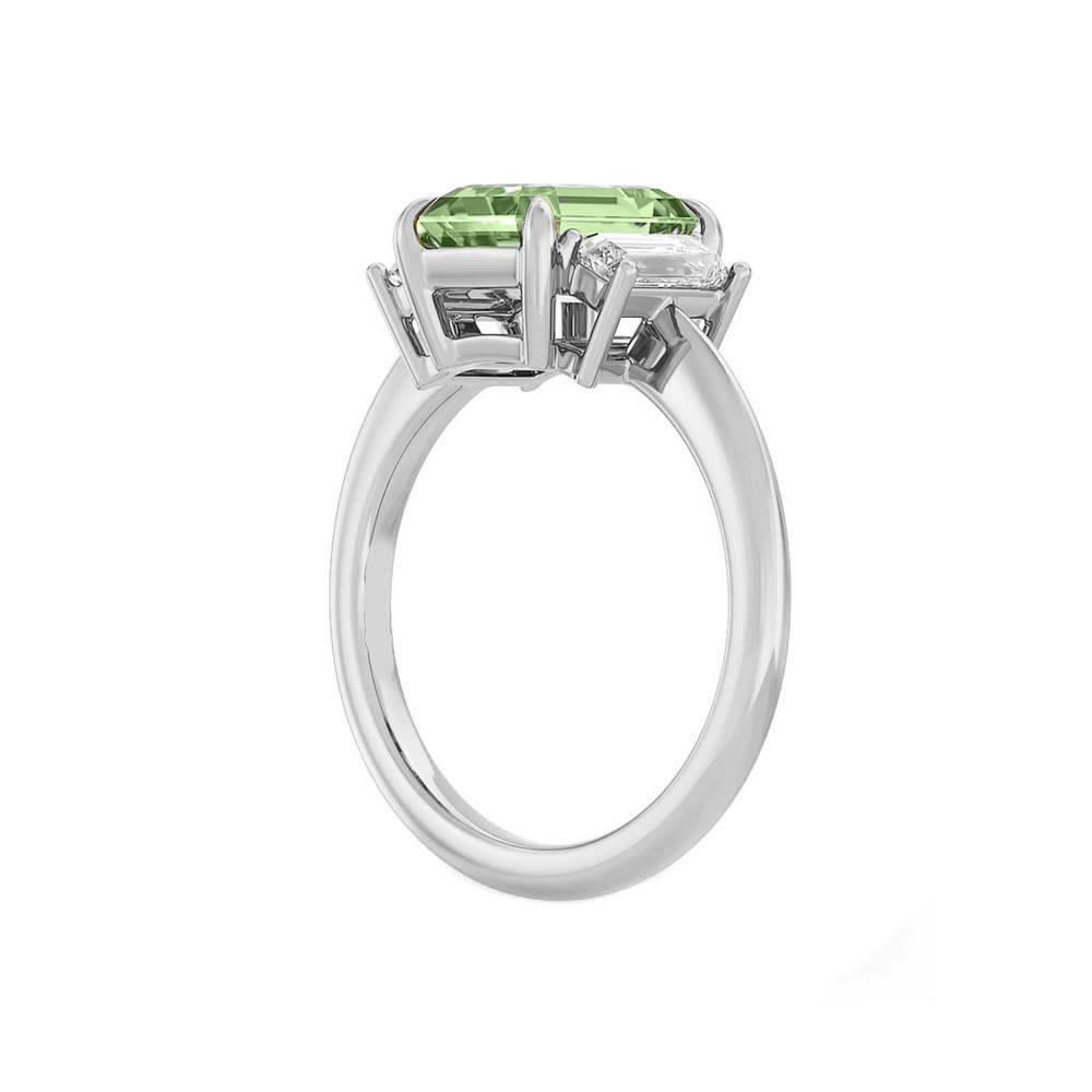 Green Emerald Cut Sapphire Engagement Ring