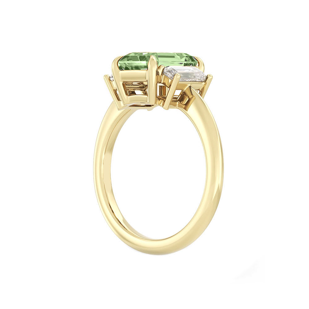 Green Emerald Cut Sapphire Engagement Ring