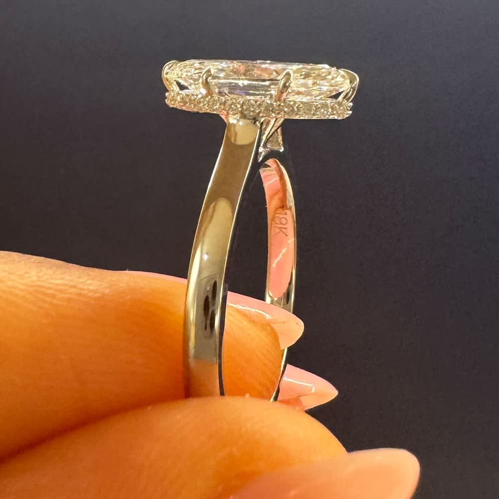 2 carat classic lab marquise with hidden halo