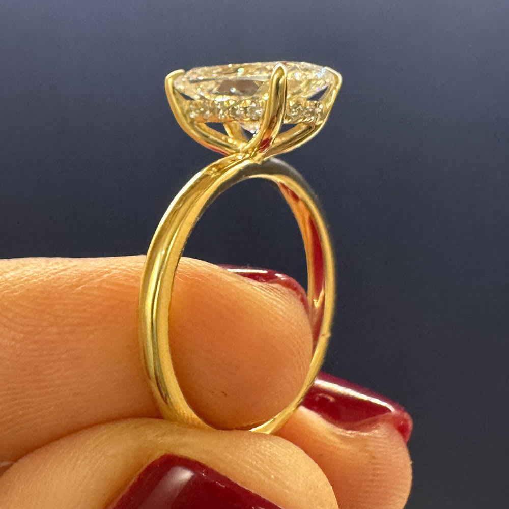 3carat lab elongated cushion with hidden halo