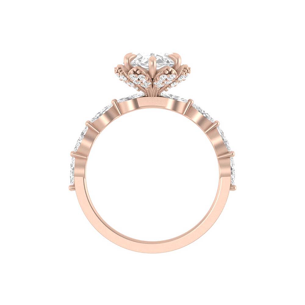 Royal design Lab Moval cut 3 and half ct with marquise cut shoulders