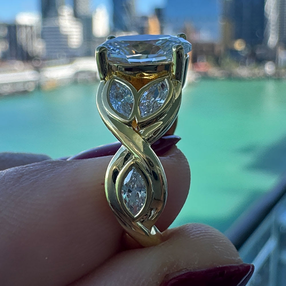 2ct oval lab diamond in solid gold setting