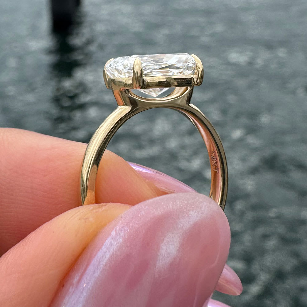 East west elongated cushion cut diamond