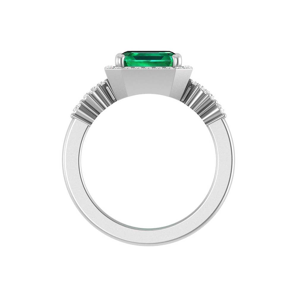 Lab grown Emerald deep Green and lab diamonds