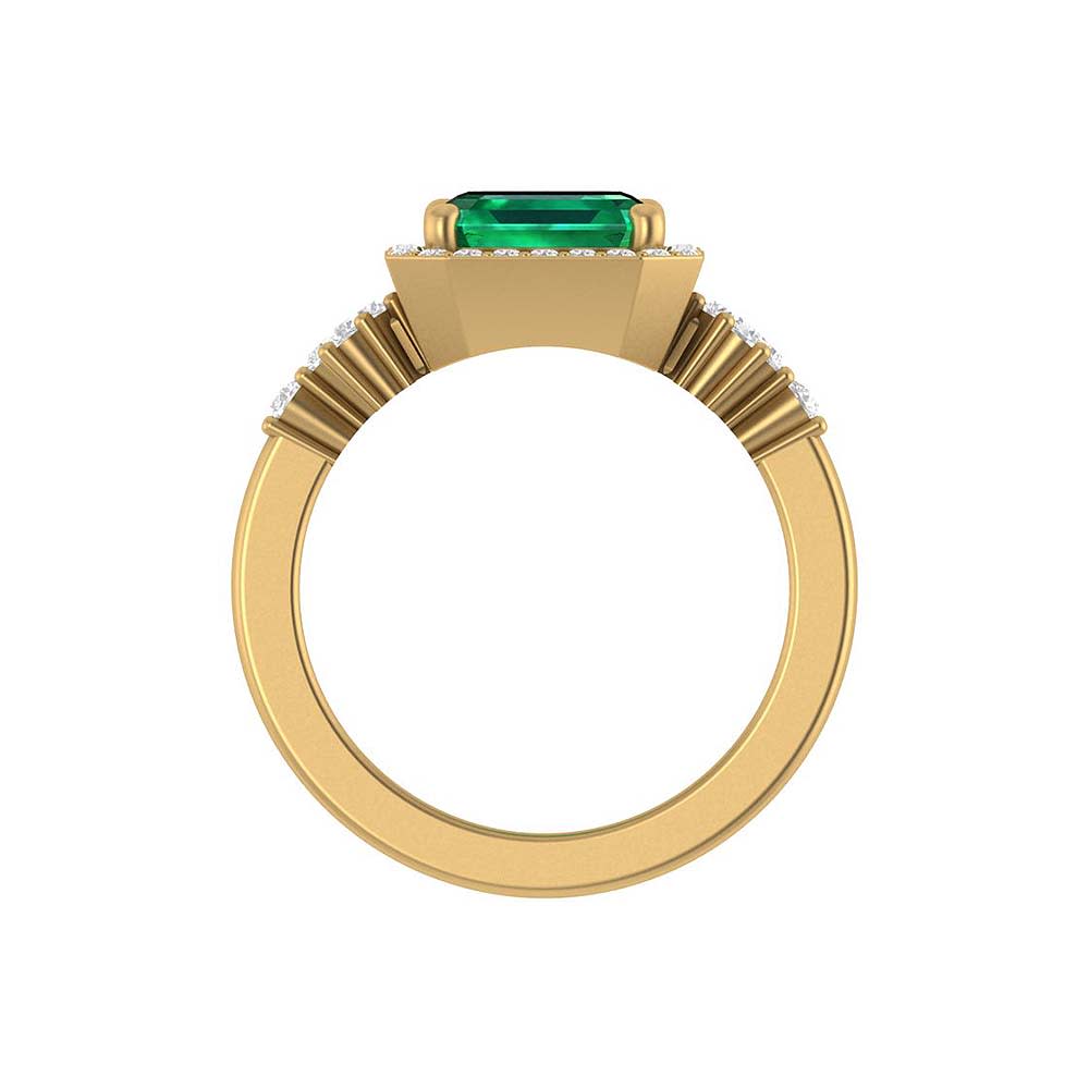 Lab grown Emerald deep Green and lab diamonds