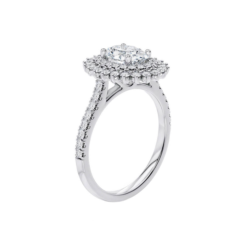 Double Halo Oval Diamond Engagement Ring