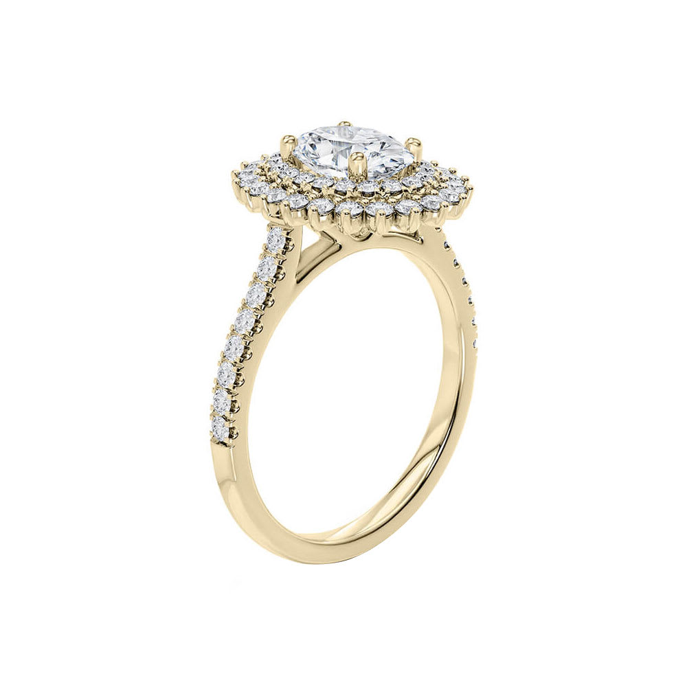 Double Halo Oval Diamond Engagement Ring