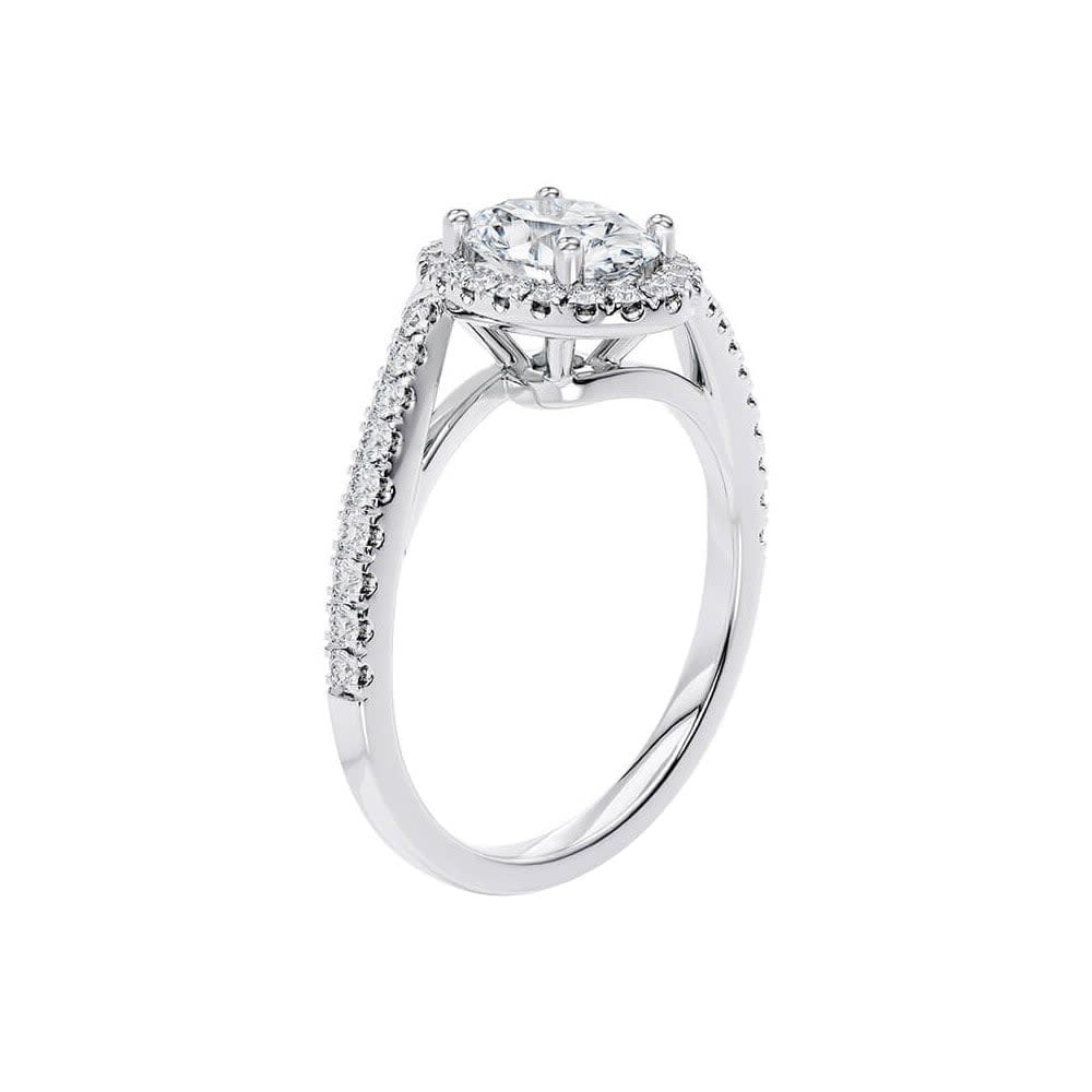 Oval Diamond With Halo and Diamond Band