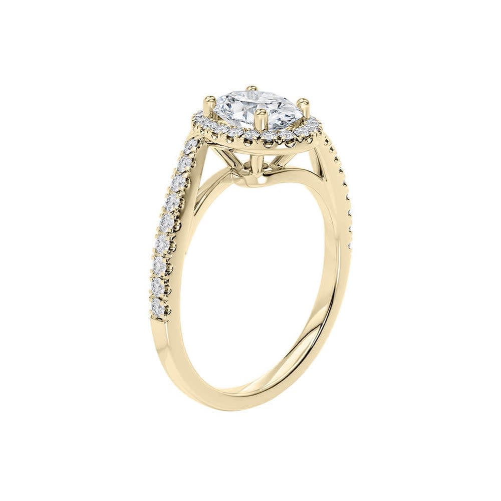 Oval Diamond With Halo and Diamond Band