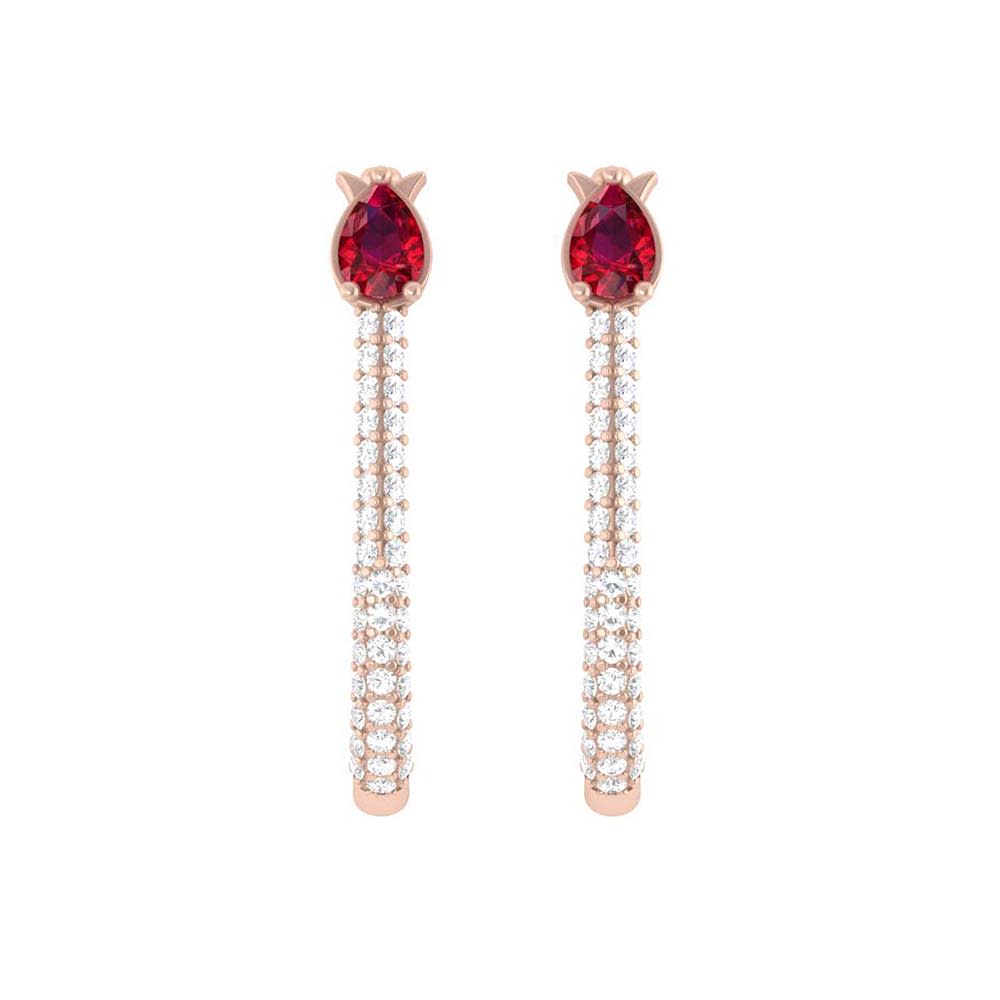 Natural Better rubies and natural diamond earrings
