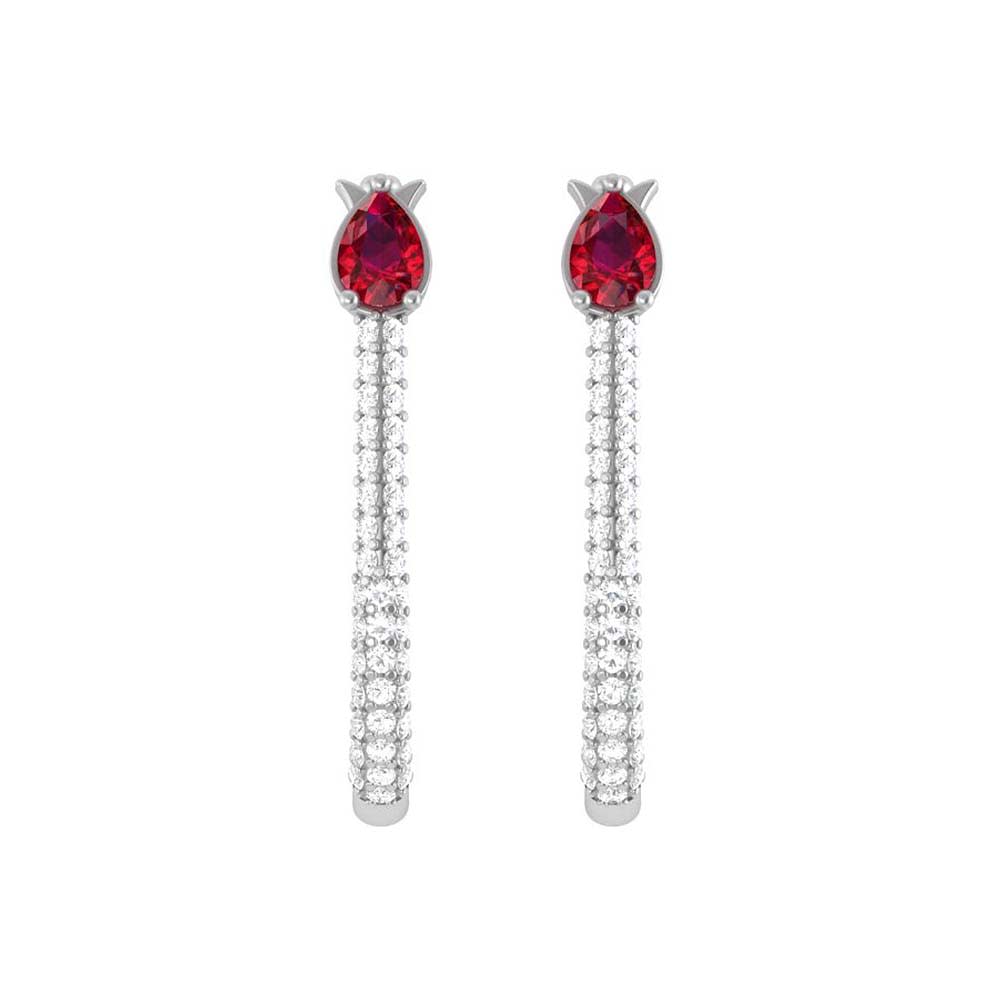 Natural Better rubies and natural diamond earrings