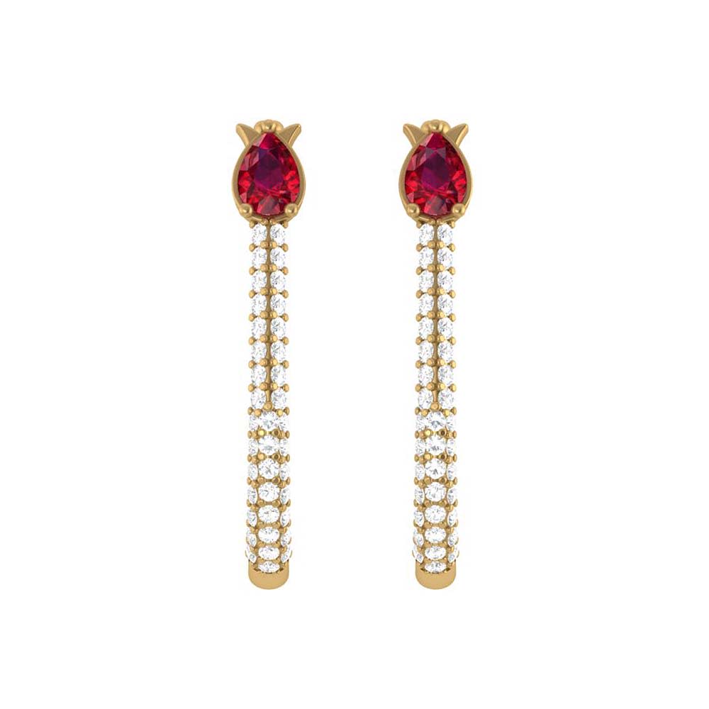 Natural Better rubies and natural diamond earrings
