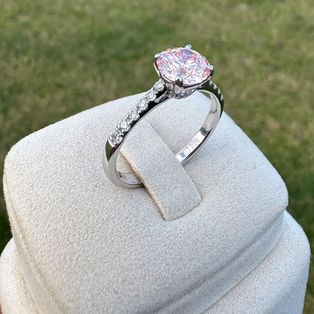 Classic round pink diamond ring