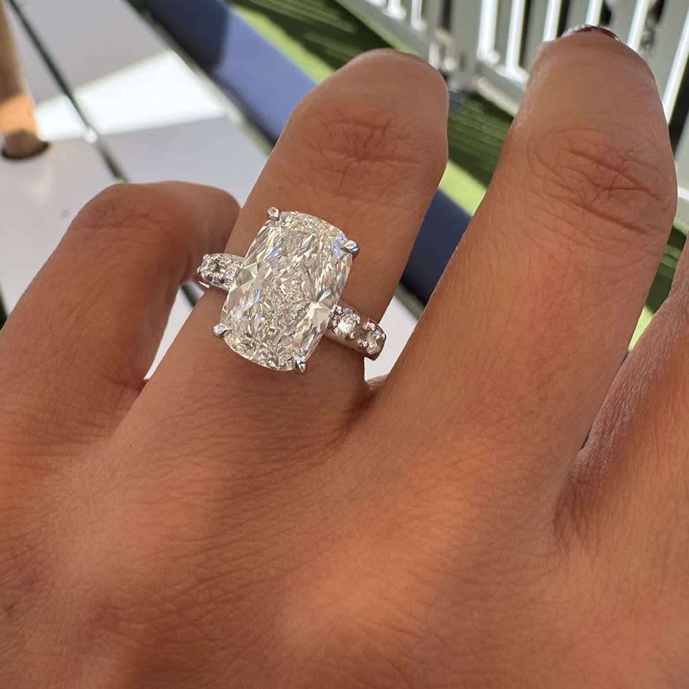 5ct elongated cushion cut on a white gold band
