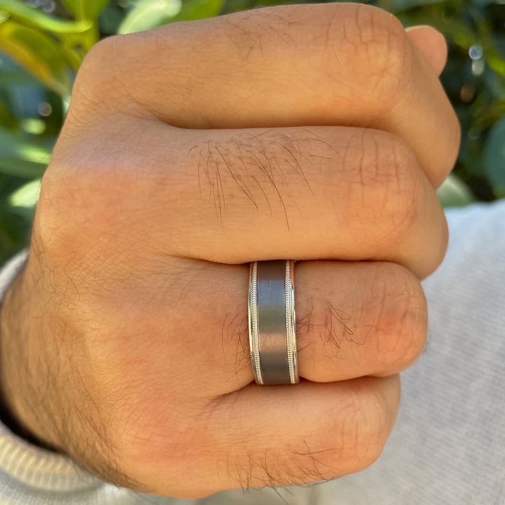 Tantalum with 9k white gold