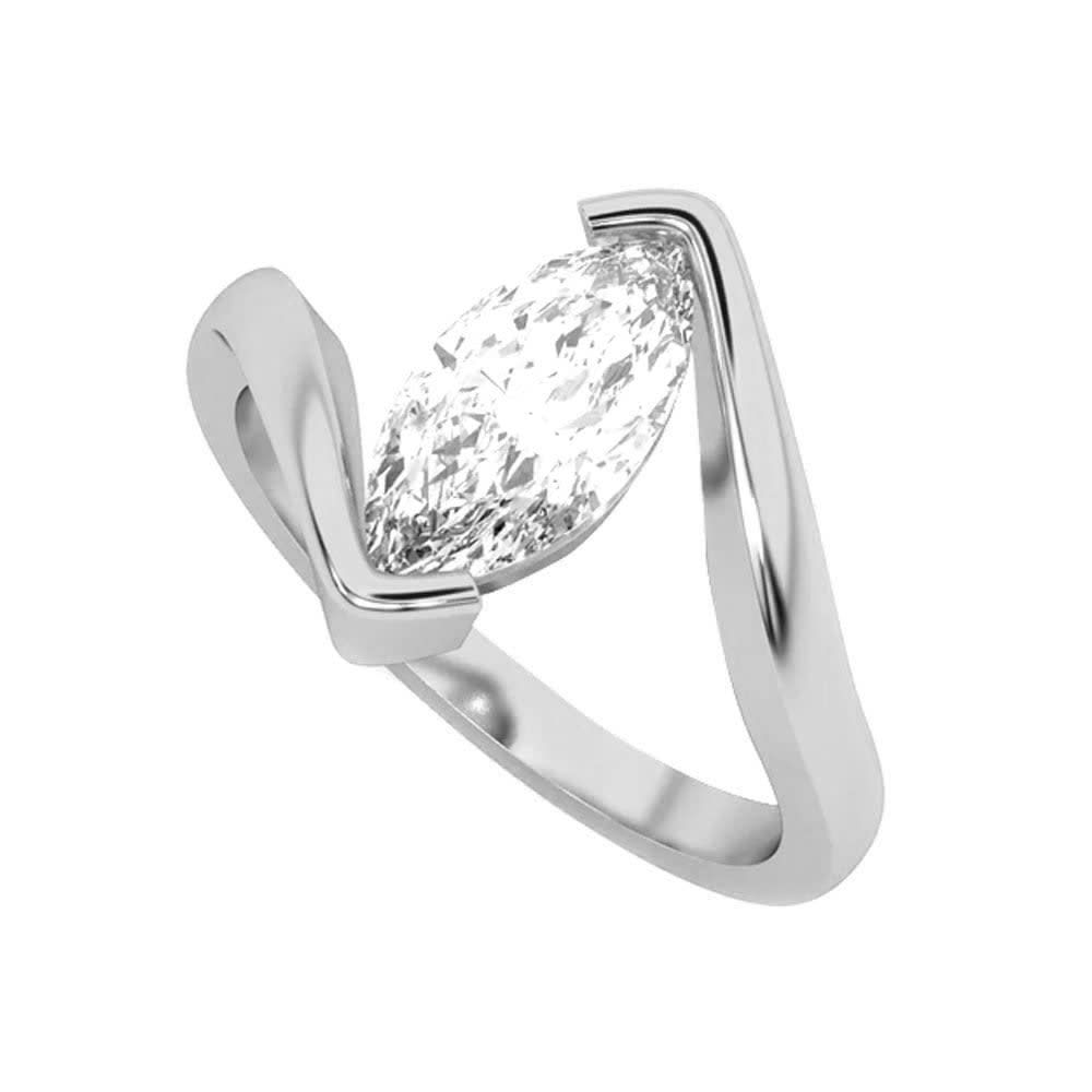 Marquise Diamond Engagement Ring with plain band