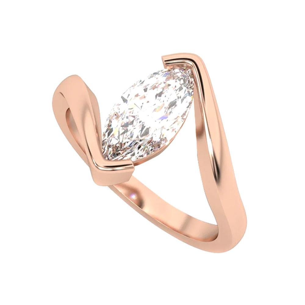 Marquise Diamond Engagement Ring with plain band