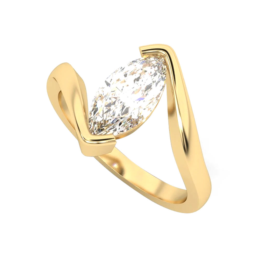 Marquise Diamond Engagement Ring with plain band