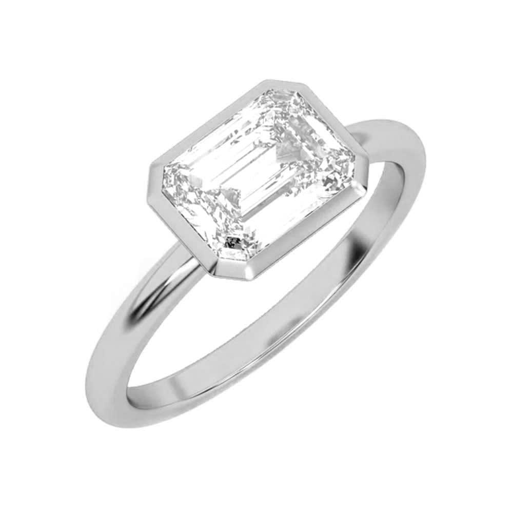 Bezel Set East West Emerald Diamond Ring