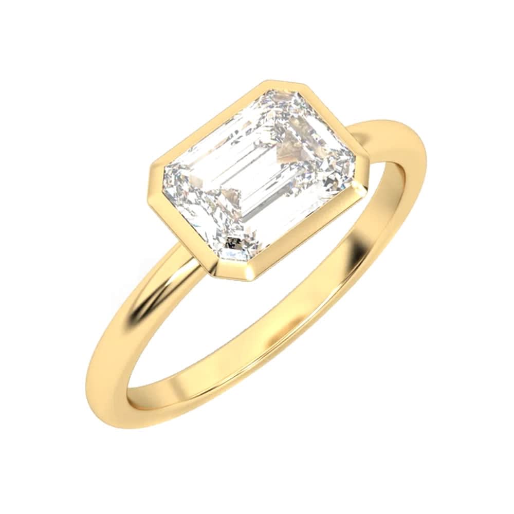 Bezel Set East West Emerald Diamond Ring