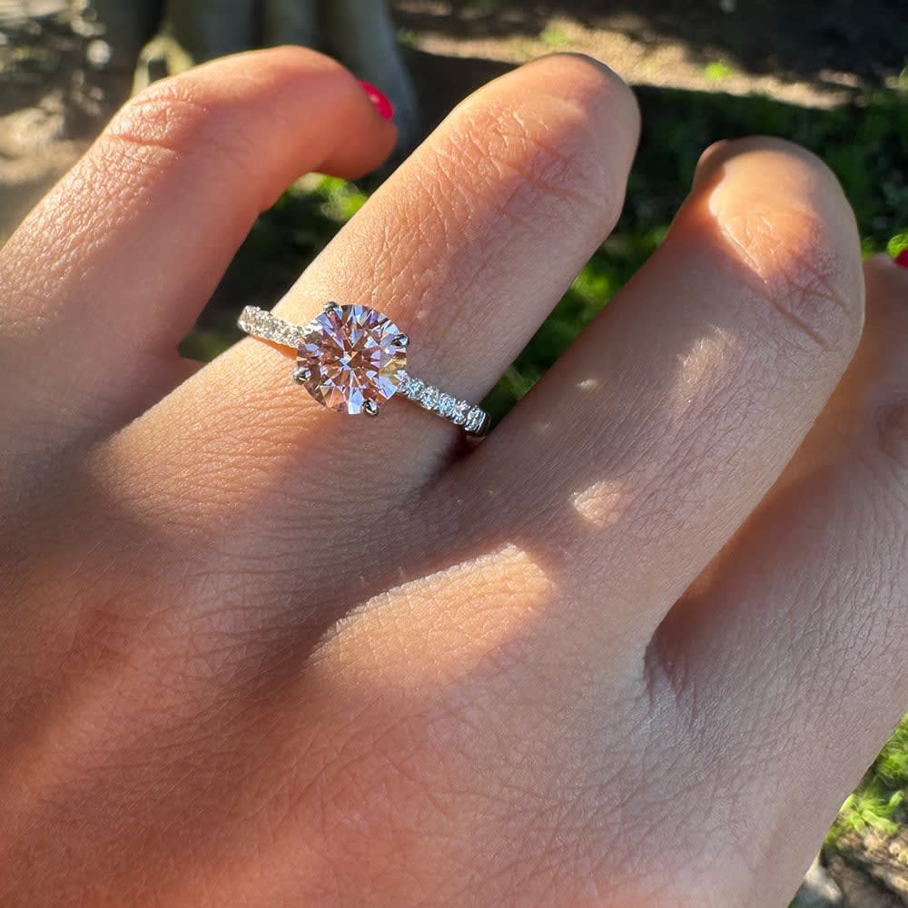 Fancy intense pink lab diamond ring
