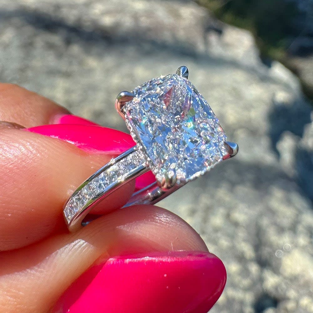 Cushion cut on channel set band