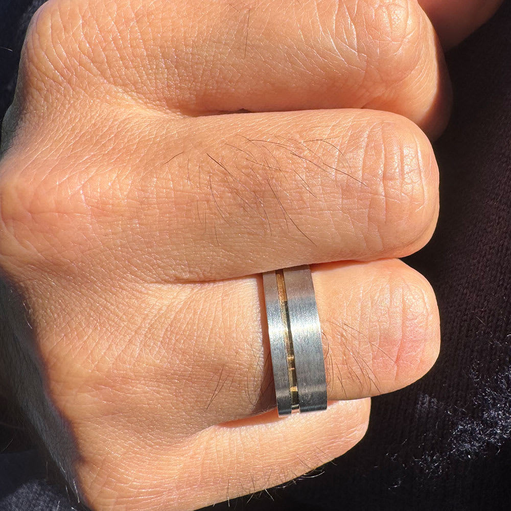 14k yellow and white gold mens ring