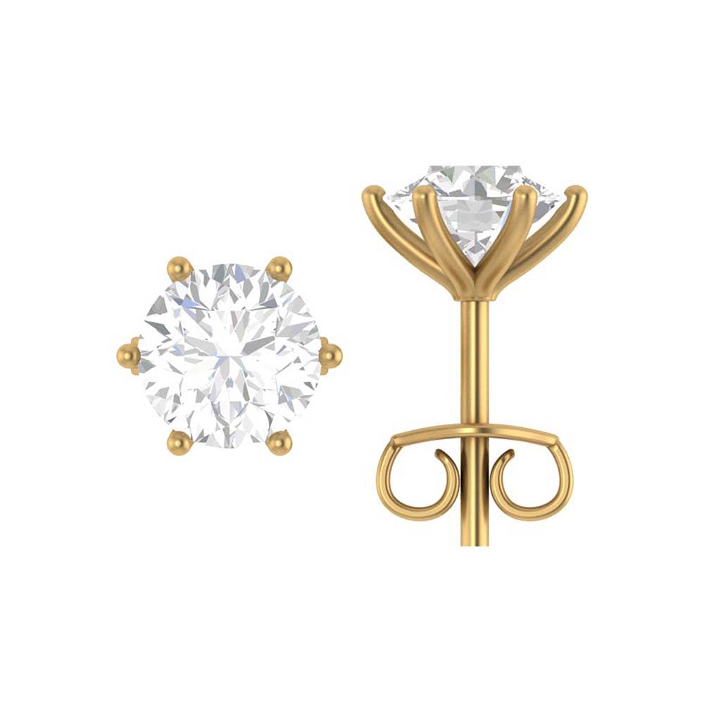 Lab diamond studs in 6prong with low setting