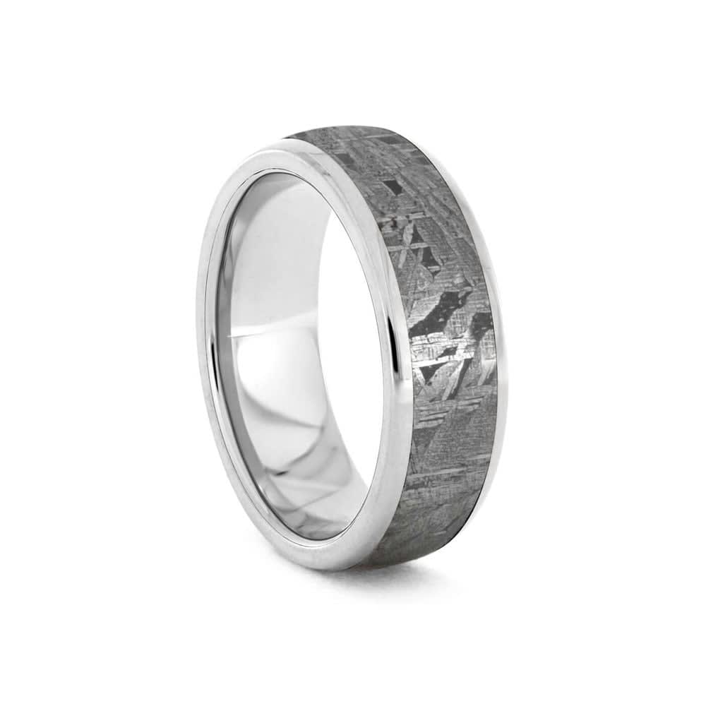8mm Mens meteorite ring in titanium