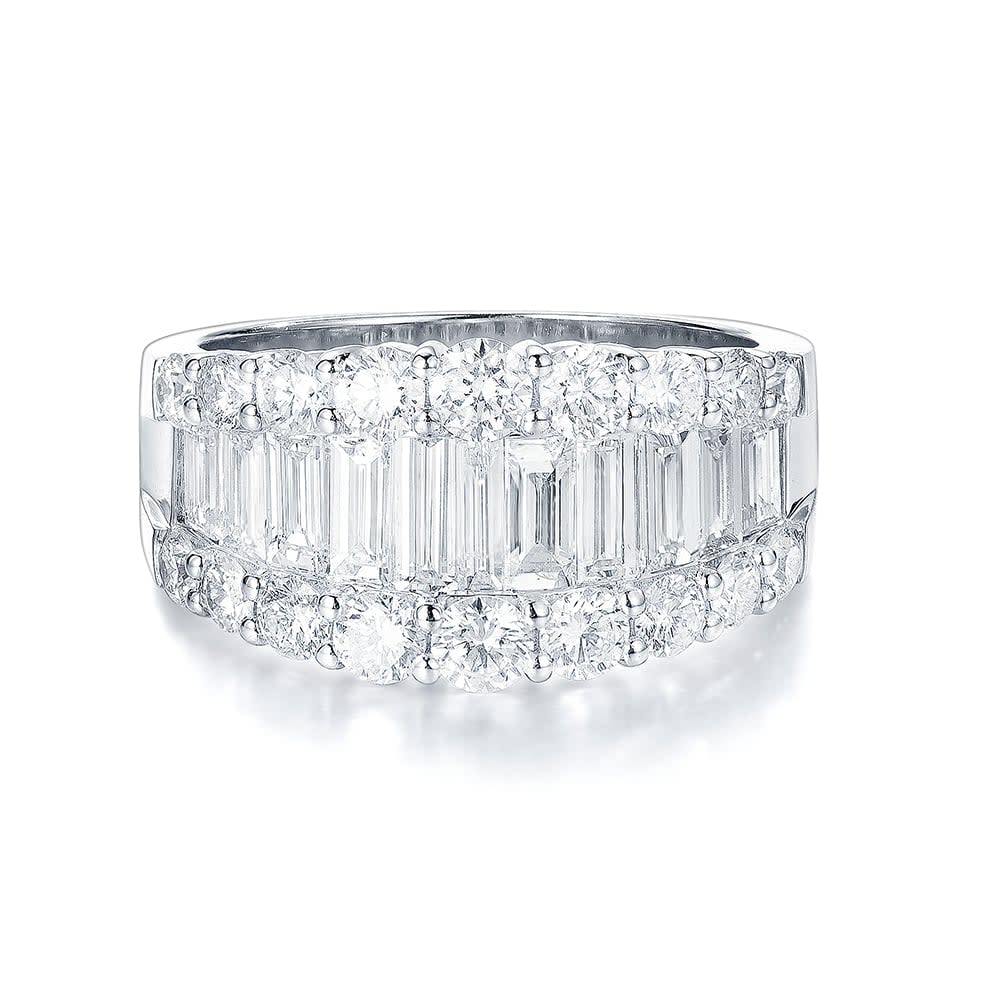 Baguette and Round Diamond Dress ring Platinum