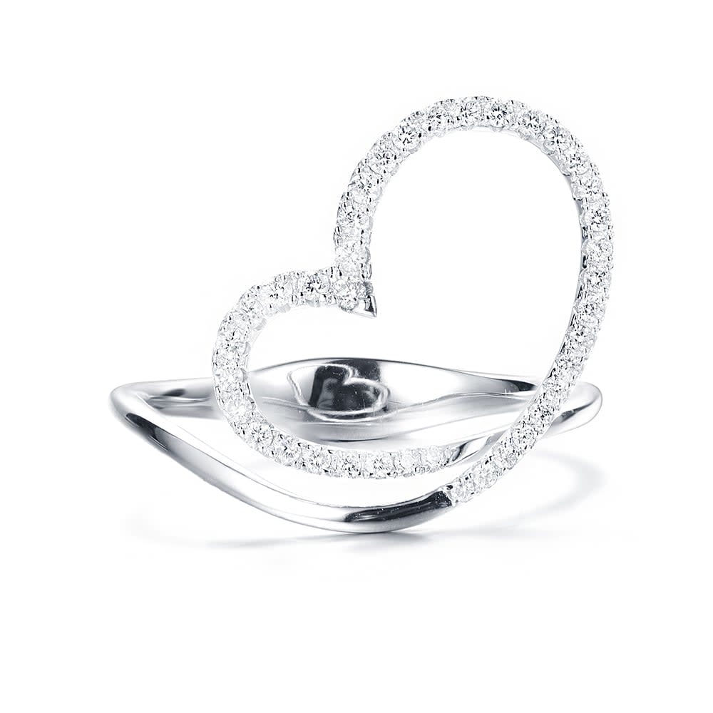 Heart Diamond Ring in White Gold
