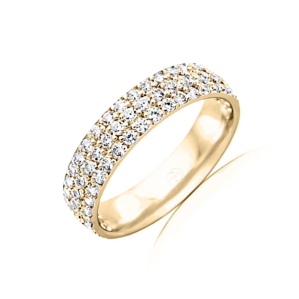 Three row diamond band HR4103 in yellow gold