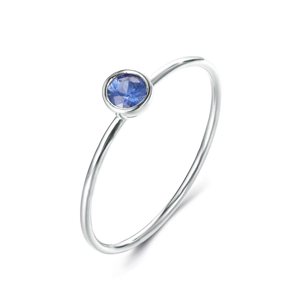 Blue Saphhire Stack Ring in white gold