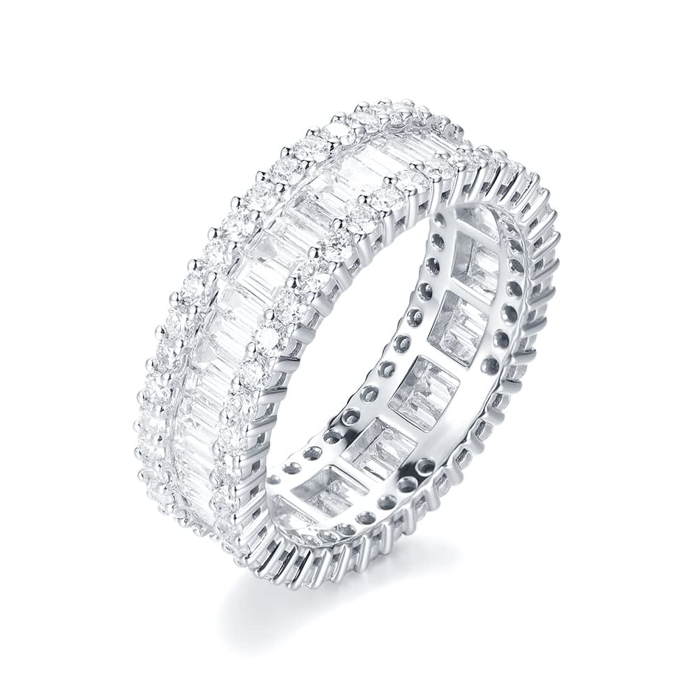 Baguette and Round Eternity Ring in Platinum 950