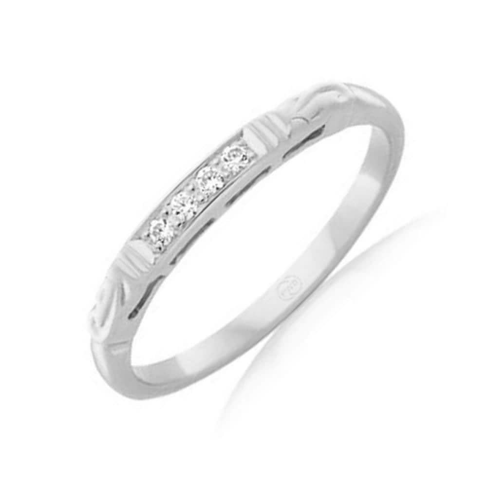 Carved Diamond Wedding ring in Platinum 950