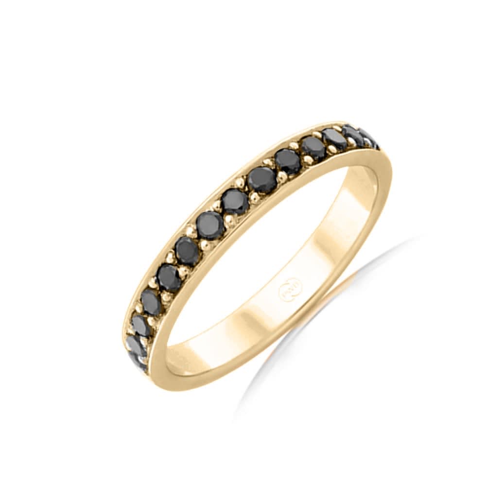 Black Diamond wedding ring in yellow gold