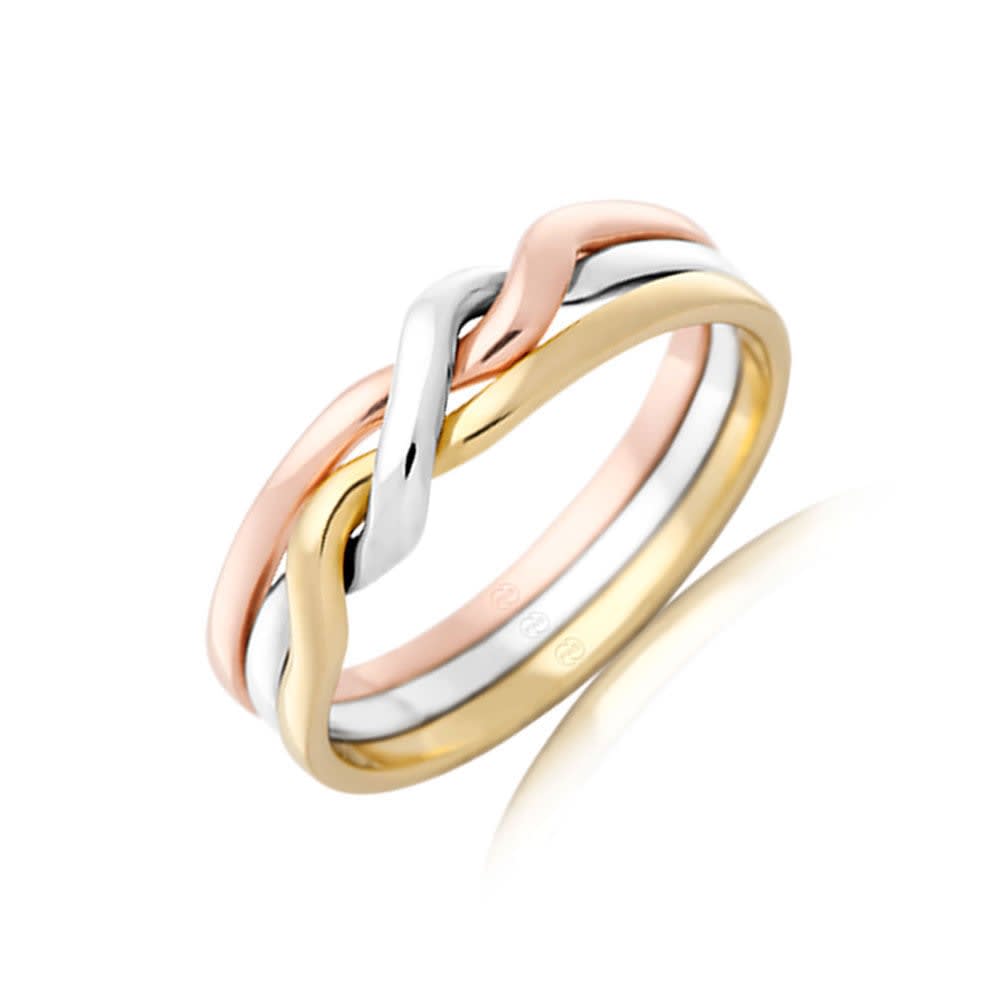 Three Tone Twisted Ladies Band 9k