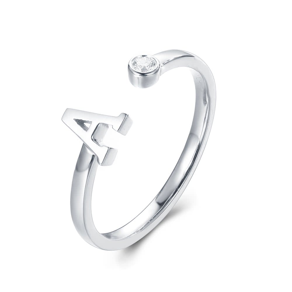 Initial Cuff Ring in white gold