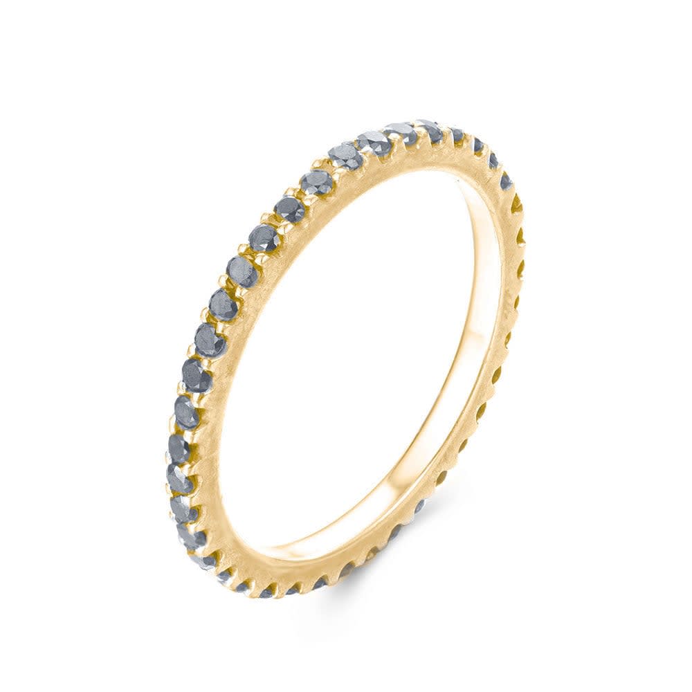 Black Diamond Ring in yellow gold