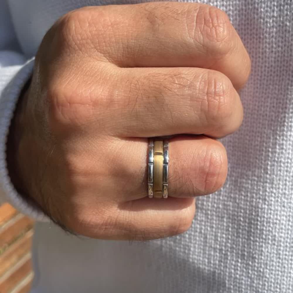 Brushed Mens Wedding Ring in yellow gold