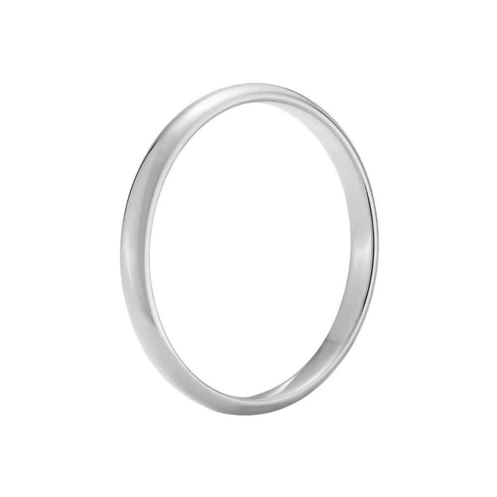 2mm ladies plain band in white gold