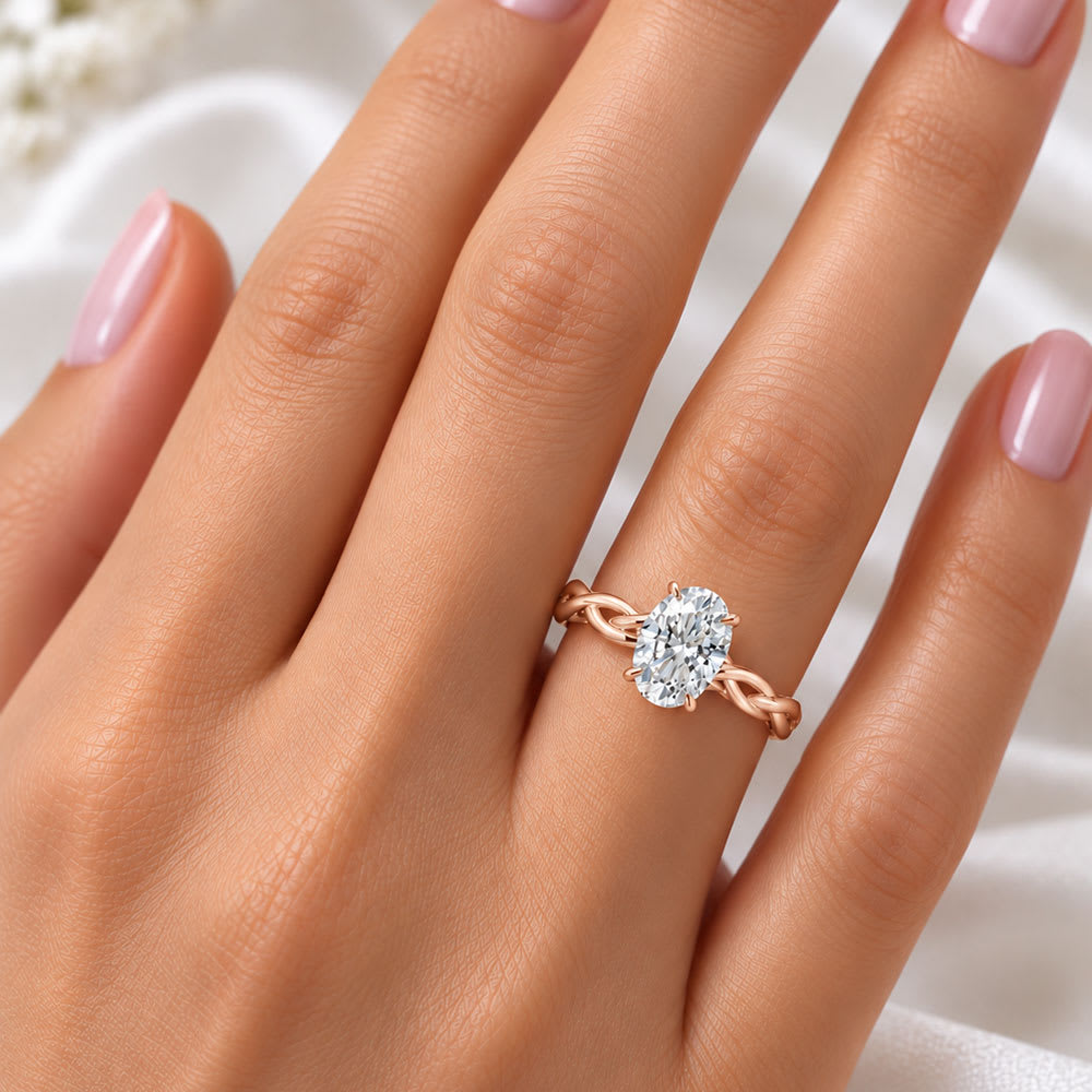 plain twisted oval diamond ring