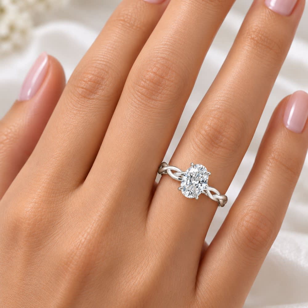 plain twisted oval diamond ring