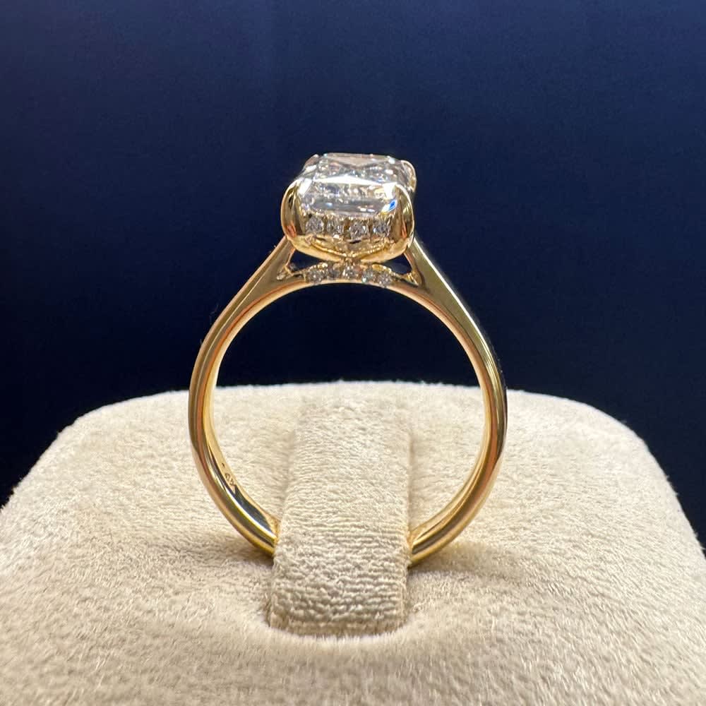 3 carat elongated radiant with hidden halo
